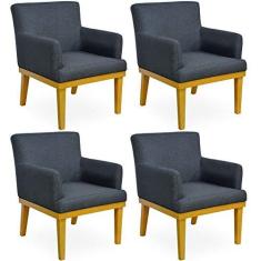 Imagem de Kit 04 Poltronas Decorativas Para Sala de Estar Beatriz W01 Linho Chumbo - Lyam Decor