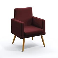Imagem de Poltrona Decorativa Vega Com Rodapé Suede Bordô Aradecor