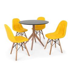 Imagem de Conjunto Mesa de Jantar Maitê 80cm  com 4 Cadeiras Charles Eames Botonê - 
