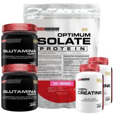 Imagem de Kit Optimum Isolate Whey Protein 2kg  +  2x Creatina 100g + 2x Glutamina 300g - Bodybuilders-Unissex