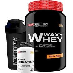Imagem de Kit Waxy Whey 900g + Power Creatina 100g + Coqueteleira - BodyBuilders (Paçoca)