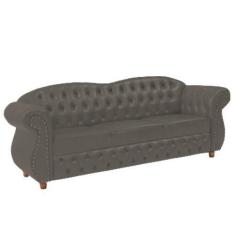 Imagem de Sofá Chesterfield Merlo 3 lugares 1,80 - Suede Cinza Camurça / Decoraç