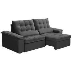 Imagem de Sofá 3 Lugares Retrátil E Reclinável Firenze Veludo Chumbo - Ferguile