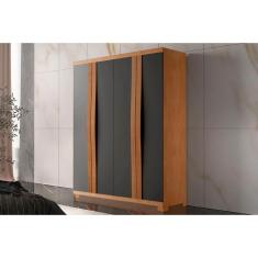Imagem de Guarda Roupa 4 Portas e 2 Gavetas c/ Pés Grécia Naturale/Grafite - Rufato
