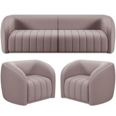 Imagem de Kit Sofá 4 Lugares Para Sala 292cm Com 02 Poltronas Lazio M03 Veludo R