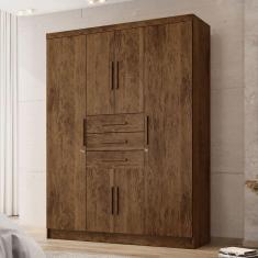 Imagem de Guarda-Roupa Casal Taurus 6 Portas 3 Gavetas Imbuia/Rústico - Pnr Móveis