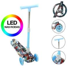 Imagem de Patinete HQ Infantil Avengers Dobrável C Led nas 3 Rodas