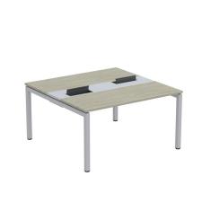 Imagem de Mesa Plataforma Dupla com Pé de Aço para Coworking 140X140/2P PDC14/14/2P Nogueira Casablanca/Cinza