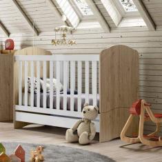 Imagem de Berço Mini Cama Bala de Menta Rústico/Branco