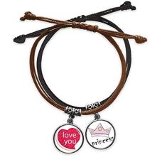 Imagem de Pulseira de couro com corrente de mão e coração rosa para Dia dos Namorados