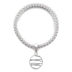 Imagem de DIYthinker Pulseira de prata com textura de linha irregular corrente de joias com pingente redondo