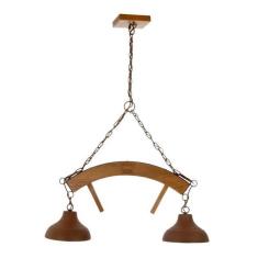 Imagem de Lustre Pendente Rústico Madeira Estância 2 Lâmp Madelustre