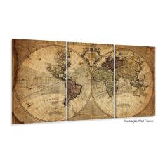 Imagem de Quadro Decorativo Mapa Mundi 2 Retro 120x60 em tecido