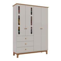 Imagem de Roupeiro Infantil Antonella 4 Portas 3 Gavetas Off White/caramelo Móveis Canaã