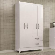 Imagem de Guarda Roupa Solteiro 4 Portas 2 Gavetas Brasilia Atualle Móveis Branco