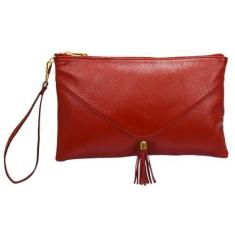 Imagem de Bolsa de Mão Clutch Carteira de Mao e Porta Celular Feminina em Couro Legítimo (Vermelha)