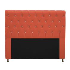 Imagem de Cabeceira Estofada Cristal 195 Cm King Size Com Strass Suede Terracota - Adj Decor