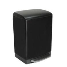 Imagem de Lixeira inox com pedal retangular Slim Black Matte 6 litros