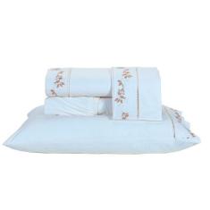 Imagem de Jogo De Lençol Londres Casal Bordado 4Pçs 200 Fios 100% Algodão Várias