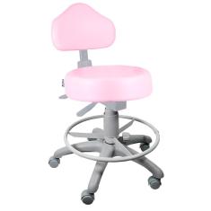 Imagem de Cadeira Mocho Rosa Claro Ergonômico Base Cinza Com Aro - ultra Móveis