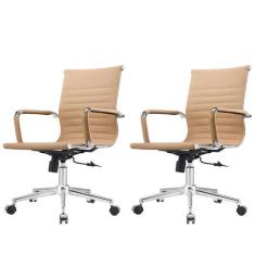 Imagem de Kit 2 Cadeiras Girat ria Baixa Office Manhattan Esteirinha Fr