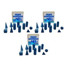 Imagem de Sólidos Geométricos Brinquedo Educativo em Mdeira - kit com 3 jogos