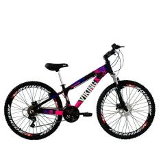 Imagem de Bicicleta Freeride Aro 26 Freio a Disco 21 Velocidades Câmbios Shimano Preto/Rosa - Viking