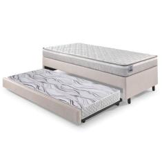 Imagem de Bicama Box Solteiro material sintético Linho Areia 96x203x28 cm com Co