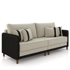 Imagem de Sofá 2 Lugares Living 172cm Zoe K04 Veludo Bege/Preto - Mpozenato