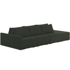 Imagem de Sofá Ilha Modular Para Sala 312cm com Puff Dublin K01 Veludo Verde - L