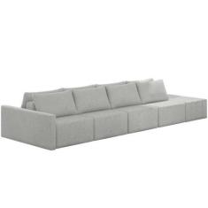 Imagem de Sofá Ilha Modular Para Sala 392cm Com Puff Dublin K01 Linho Cinza - Ly