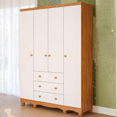 Imagem de Guarda Roupa Infantil Junior 4 Portas Lisa 3 Gavetas 100% mdf Móveis Peroba