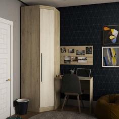 Imagem de Guarda Roupa De Canto 1 Porta 4 Prateleiras Com Escrivaninha E Painel