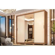 Imagem de Guarda Roupas 3 Portas de Correr de (1 c/ Espelho) e 2 Gavetas c/ Pés 