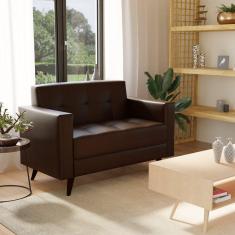 Imagem de Sofá 2 Lugares Sintético Vitrola Marrom