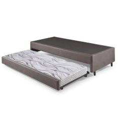 Imagem de Bicama Box Solteiro material sintético Linho Marrom 96x203x28 cm com C