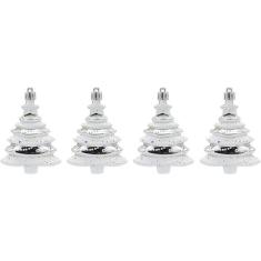 Imagem de 6 peças de 3,5 polegadas em forma de doces enfeites de Natal sortidos de plástico inquebrável de Natal pendurado decoração caixa conjunto feriado decoração de festa de casamento /627 (Size : Tree Sil