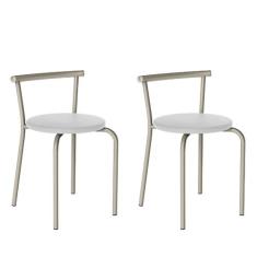 Imagem de Conjunto 2 Banquetas 105 Tubo Prata Napa Branca Carraro