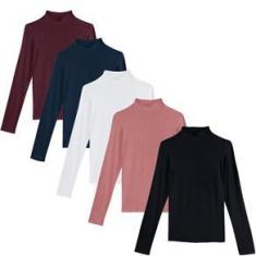 Imagem de Blusa Feminina Canelada Manga Longa Gola Alta Malwee