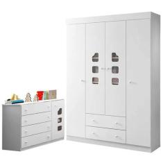 Imagem de Quarto De Bebe Lívia Com Guarda Roupa 4 Portas + Cômoda 4 Gavetas  - P