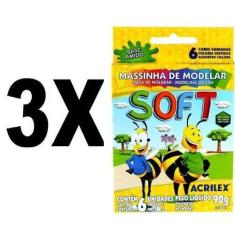 Imagem de Massinha Soft Conjunto Com 6 Cores 90G Acrilex Kit 3 Caixas