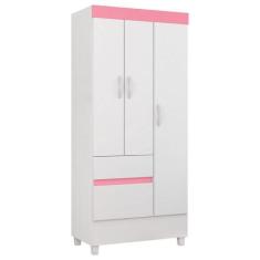 Imagem de Guarda Roupa Flex 3 Portas 2 Gavetas Wind D02 Branco/Rosa/Branco - Mpo