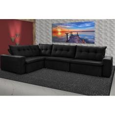 Imagem de Sofá De Canto Retrátil, Reclinável, Molas Cama Inbox Oklahoma 3,45x2,41 Ou 2,41x3,45 Suede Preto