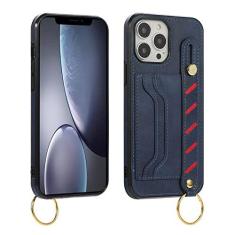 Imagem de Moda carteira dupla slot para cartão de crédito capa traseira para iphone 13 pro max 12 mini 11 xr x xs 7 8 plus 14 pro max capa de couro de luxo, azul, para iphone 14pro max