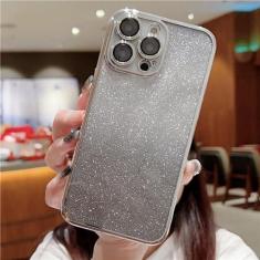 Imagem de Para iPhone 14 Pro Max Estrutura de revestimento de luxo Capa de telefone com brilho gradual para iPhone 11 12 13 Mini 14plus X Xr Capa protetora de lente, capa com brilho prateado, para iPhone X