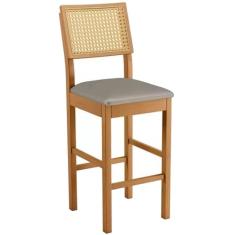 Imagem de Banqueta Jade 03 Decorativa Camurça Base Madeira Maciça JCM