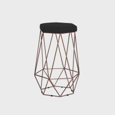 Imagem de Banqueta Decorativa Rubel Base Bronze Veludo Preto G41 - Gran Belo