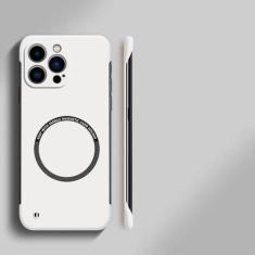 Imagem de Capa de telefone magnética sem moldura ultrafina e rígida para PC para iPhone 15 14 Pro Max 13 12 Mini 11 Pro Max Capa sólida de cor fosca, marfim, para iPhone 12 ProMax