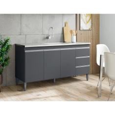 Imagem de Balcão Gabinete Para Cozinha Andréia Com 160 Cm Cinza Fosco