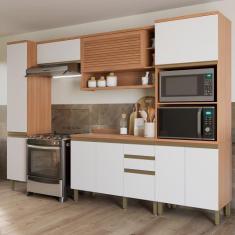 Imagem de Cozinha Completa Macadâmia 9 Portas 3 Gavetas Freijó/Branco 914425 - T